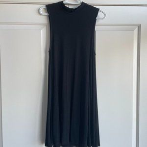 Mock-neck black mini dress
